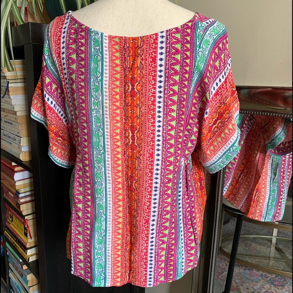 Bright Boho Flowy Crop Blouse, Maeve for Anthro, M - Picture 5 of 7